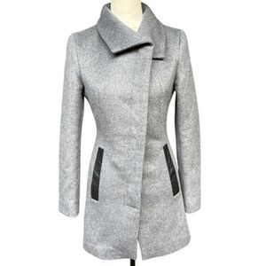 Soia & Kyo Grey Jemma Wool Blend Asymmetrical Side Pocket Car Coat - XS